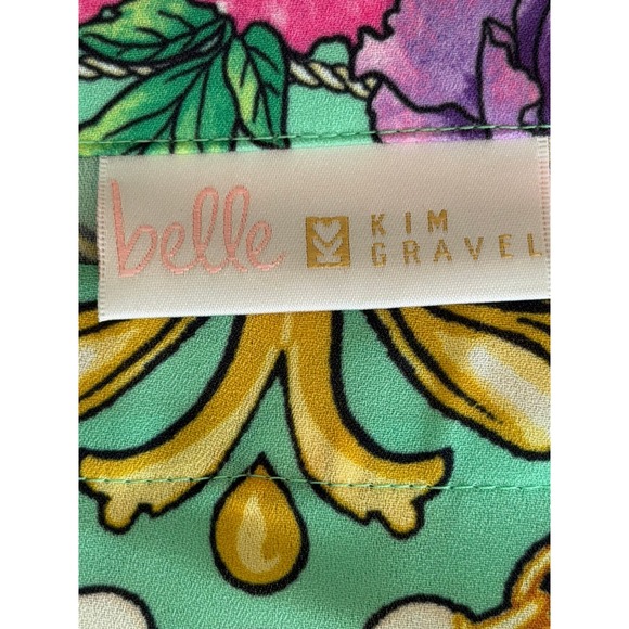 Belle by Kim Gravel Green Floral Scarf Print Kaftan Poncho Top 4X A636809 - Picture 5 of 11